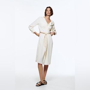 Zara White Belted Oversized Midi Dress NWT